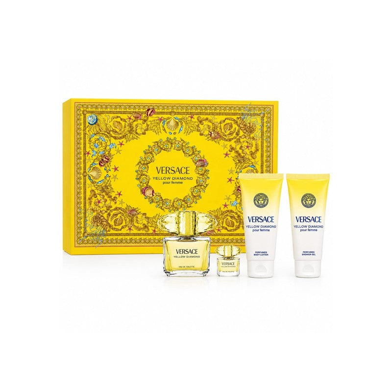Set Versace Yellow Diamond EDT 90Ml + Bl 100Ml + Sg 100Ml + EDT 5Ml