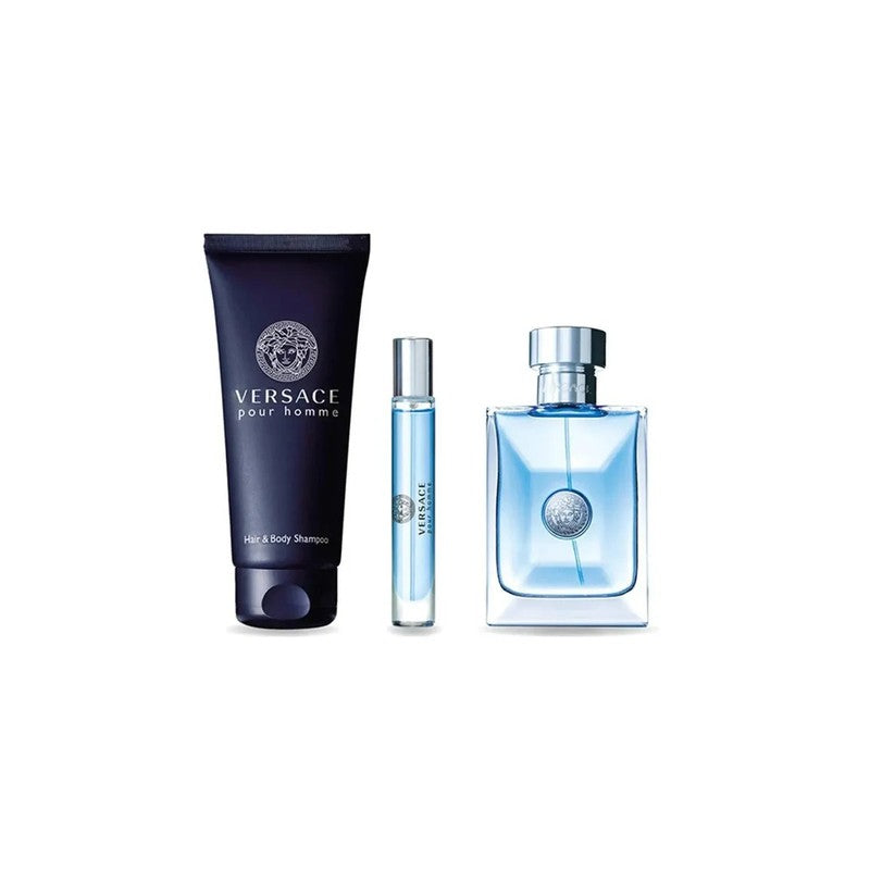Set Versace Pour Homme EDT 100 Ml + Tube Hair And Body Shampoo 150 Ml + Travel Spray EDT 10 Ml