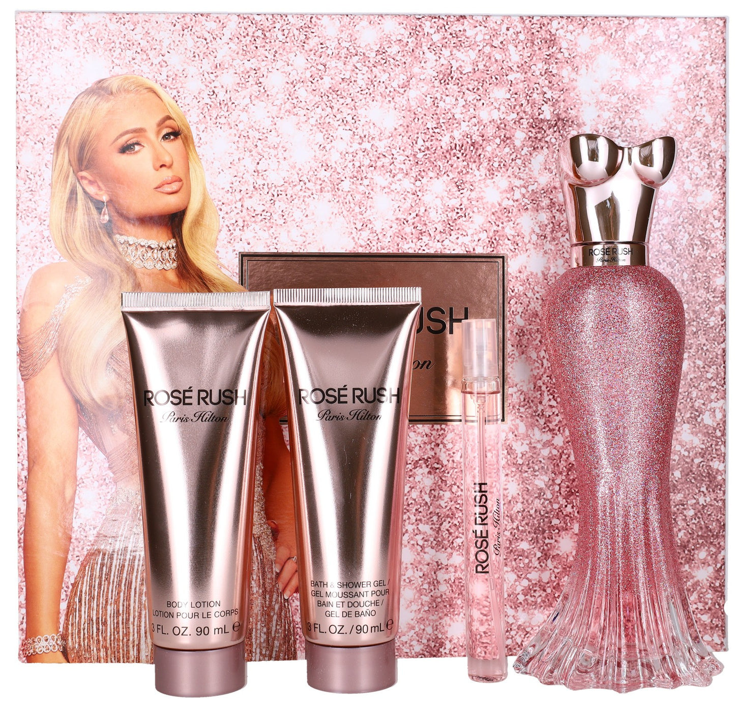Set Paris Hilton Rosé Rush EDP 100Ml + Bl 90Ml + Sg 90Ml + 10Ml