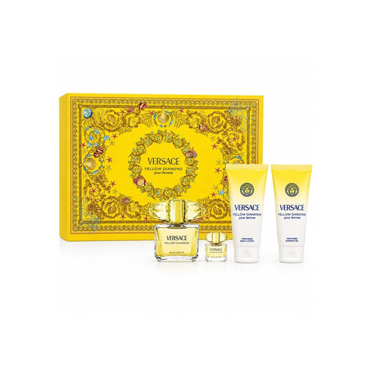 Set Versace Yellow Diamond EDT 90Ml + Bl 100Ml + Sg 100Ml + EDT 5Ml