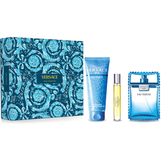 Set Versace Eau Fraiche EDT 100 Ml + Tube Perfumed Bath And Shower Gel 150 Ml + Travel Spray EDT 10 M